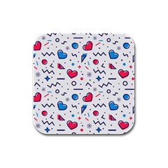 Hearts Seamless Pattern Memphis Style Rubber Square Coaster (4 Pack)  by Vaneshart