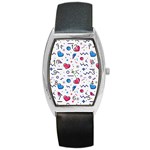 Hearts Seamless Pattern Memphis Style Barrel Style Metal Watch Front