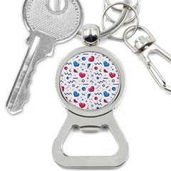 Hearts Seamless Pattern Memphis Style Bottle Opener Key Chain by Vaneshart