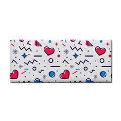 Hearts Seamless Pattern Memphis Style Hand Towel by Vaneshart