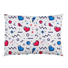 Hearts Seamless Pattern Memphis Style Pillow Case by Vaneshart