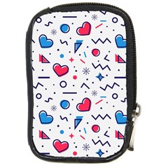 Hearts Seamless Pattern Memphis Style Compact Camera Leather Case by Vaneshart