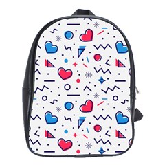 Hearts Seamless Pattern Memphis Style School Bag (large) by Vaneshart