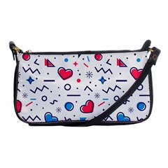 Hearts Seamless Pattern Memphis Style Shoulder Clutch Bag by Vaneshart