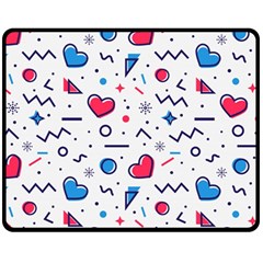 Hearts Seamless Pattern Memphis Style Fleece Blanket (medium)  by Vaneshart