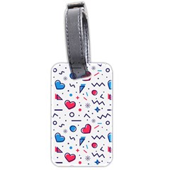 Hearts Seamless Pattern Memphis Style Luggage Tag (two Sides) by Vaneshart