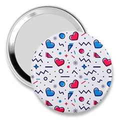 Hearts Seamless Pattern Memphis Style 3  Handbag Mirrors by Vaneshart