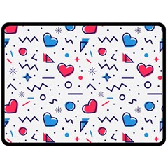 Hearts Seamless Pattern Memphis Style Double Sided Fleece Blanket (large)  by Vaneshart