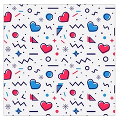 Hearts Seamless Pattern Memphis Style Large Satin Scarf (square) by Vaneshart