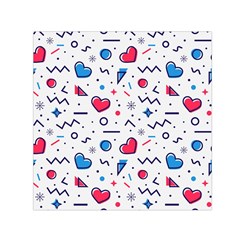 Hearts Seamless Pattern Memphis Style Small Satin Scarf (square) by Vaneshart