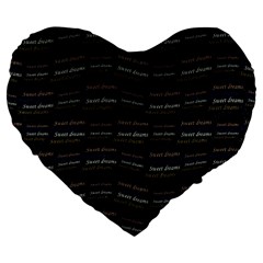 Sweet Dreams Phrase Motif Typographic Pattern Large 19  Premium Flano Heart Shape Cushions by dflcprintsclothing