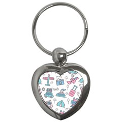 Transportation Seamless Pattern Key Chain (heart) by Vaneshart