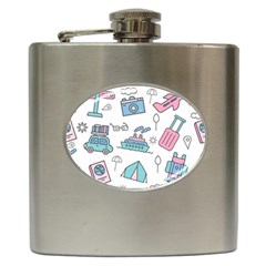 Transportation Seamless Pattern Hip Flask (6 Oz) by Vaneshart