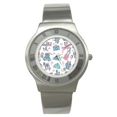 Transportation Seamless Pattern Stainless Steel Watch by Vaneshart