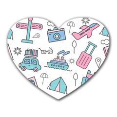 Transportation Seamless Pattern Heart Mousepads by Vaneshart