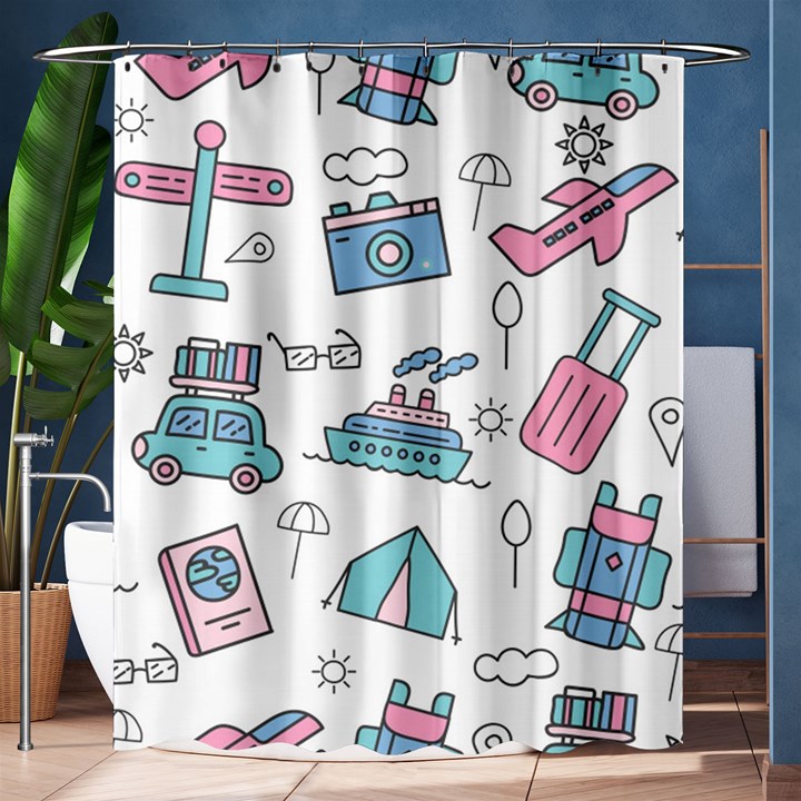 Transportation Seamless Pattern Shower Curtain 60  x 72  (Medium) 