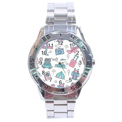 Transportation Seamless Pattern Stainless Steel Analogue Watch by Vaneshart