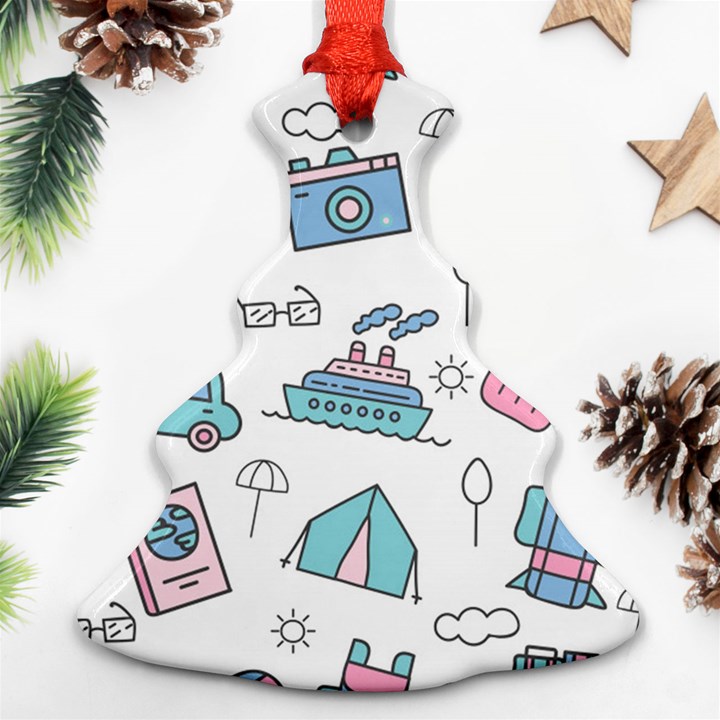 Transportation Seamless Pattern Christmas Tree Ornament (Two Sides)