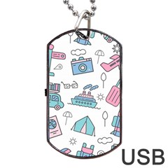 Transportation Seamless Pattern Dog Tag Usb Flash (one Side) by Vaneshart