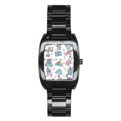 Transportation Seamless Pattern Stainless Steel Barrel Watch by Vaneshart