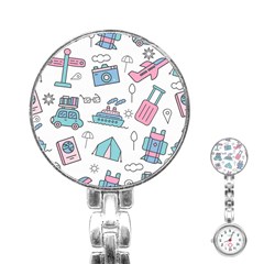 Transportation Seamless Pattern Stainless Steel Nurses Watch by Vaneshart