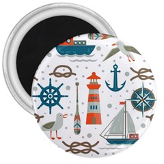 Nautical Elements Pattern Background 3  Magnets by Vaneshart