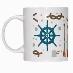 Nautical Elements Pattern Background White Mugs by Vaneshart