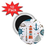 Nautical Elements Pattern Background 1 75  Magnets (10 Pack)  by Vaneshart