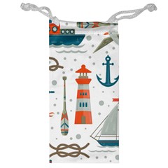 Nautical Elements Pattern Background Jewelry Bag by Vaneshart