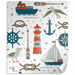 Nautical Elements Pattern Background Canvas 8  X 10  by Vaneshart