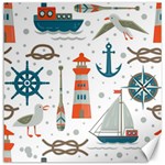 Nautical Elements Pattern Background Canvas 16  x 16  15.2 x15.41  Canvas - 1