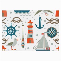 Nautical Elements Pattern Background Large Glasses Cloth by Vaneshart