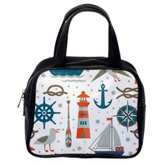 Nautical Elements Pattern Background Classic Handbag (one Side) by Vaneshart