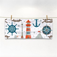 Nautical Elements Pattern Background Hand Towel by Vaneshart