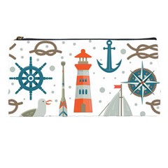 Nautical Elements Pattern Background Pencil Cases by Vaneshart