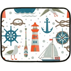 Nautical Elements Pattern Background Double Sided Fleece Blanket (mini)  by Vaneshart