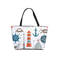 Nautical Elements Pattern Background Classic Shoulder Handbag by Vaneshart