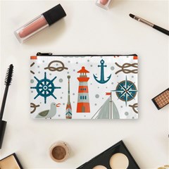 Nautical Elements Pattern Background Cosmetic Bag (small) by Vaneshart