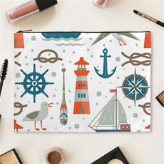 Nautical Elements Pattern Background Cosmetic Bag (xl) by Vaneshart