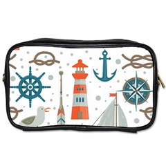 Nautical Elements Pattern Background Toiletries Bag (two Sides) by Vaneshart