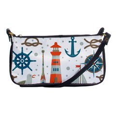 Nautical Elements Pattern Background Shoulder Clutch Bag by Vaneshart