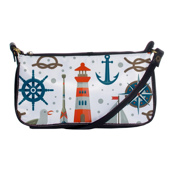 Nautical Elements Pattern Background Shoulder Clutch Bag