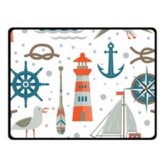 Nautical Elements Pattern Background Fleece Blanket (small) by Vaneshart