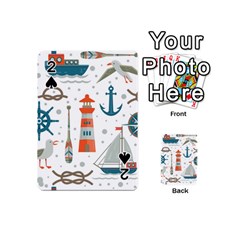 Nautical Elements Pattern Background Playing Cards 54 Designs (mini) by Vaneshart