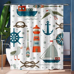 Nautical Elements Pattern Background Shower Curtain 60  X 72  (medium)  by Vaneshart