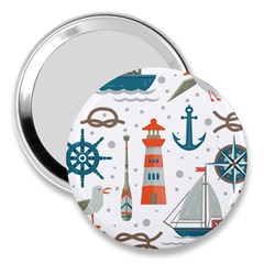 Nautical Elements Pattern Background 3  Handbag Mirrors by Vaneshart