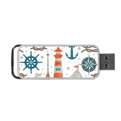 Nautical Elements Pattern Background Portable Usb Flash (one Side) by Vaneshart