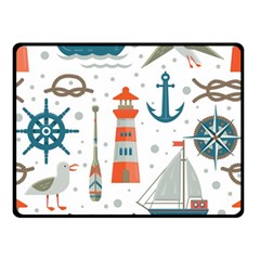 Nautical Elements Pattern Background Double Sided Fleece Blanket (small)  by Vaneshart