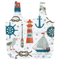 Nautical Elements Pattern Background Full Print Recycle Bag (xxxl) by Vaneshart