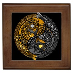 Yin Yang Owl Doodle Ornament Illustration Framed Tile by Vaneshart